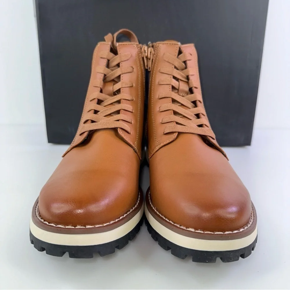 Alfani Men's Andres Lace Up Ankle Boot Leather Tan Size 8.5M